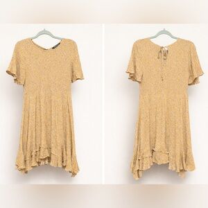 Elegant Mustard Floral Midi Dress